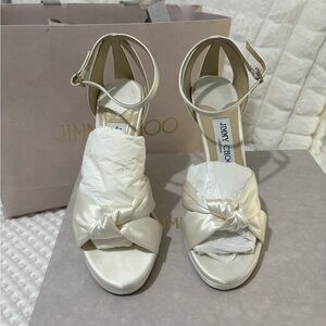 JIMMY CHOO ROSIE 120 SATIN IVORY HEELS WORN ONCE SIZE 6.5 (36.5)